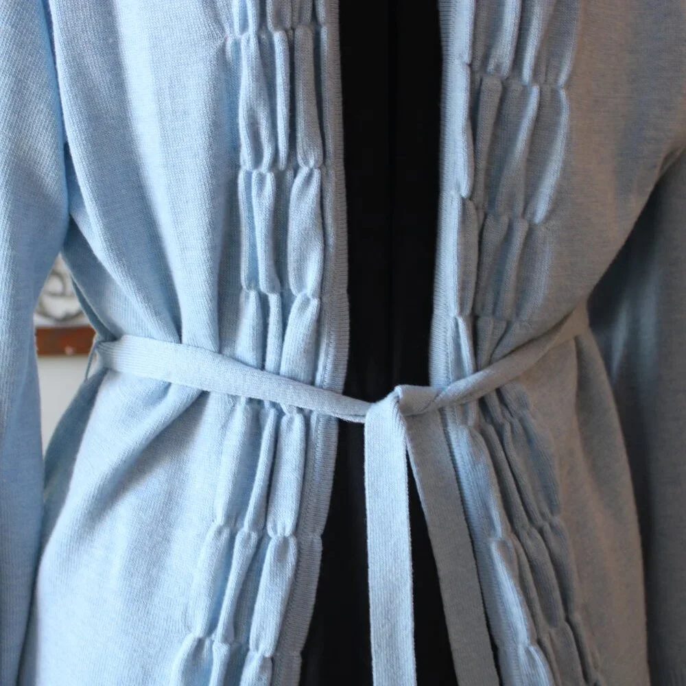 Peter Millar Long Cashmere Cardigan Sweater with Tie Light Blue XL New - Picture 3 of 11